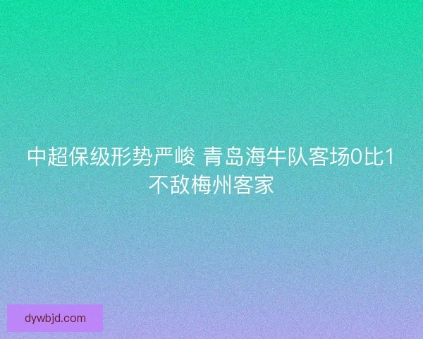 中超保级形势严峻 青岛海牛队客场0比1不敌梅州客家
