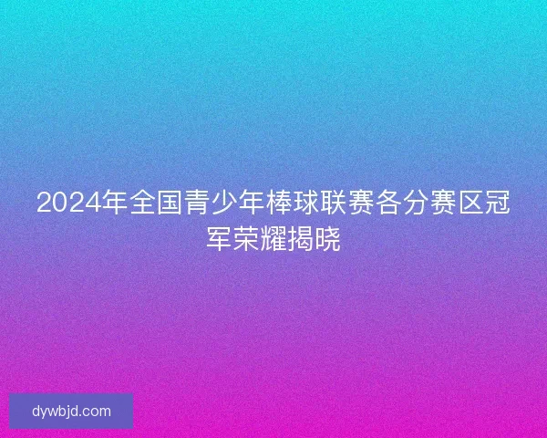 2024年全国青少年棒球联赛各分赛区冠军荣耀揭晓