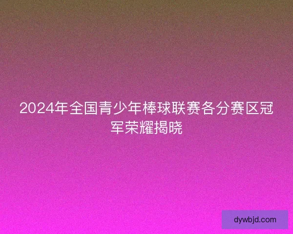 2024年全国青少年棒球联赛各分赛区冠军荣耀揭晓