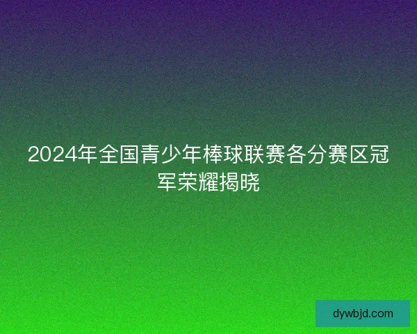 2024年全国青少年棒球联赛各分赛区冠军荣耀揭晓